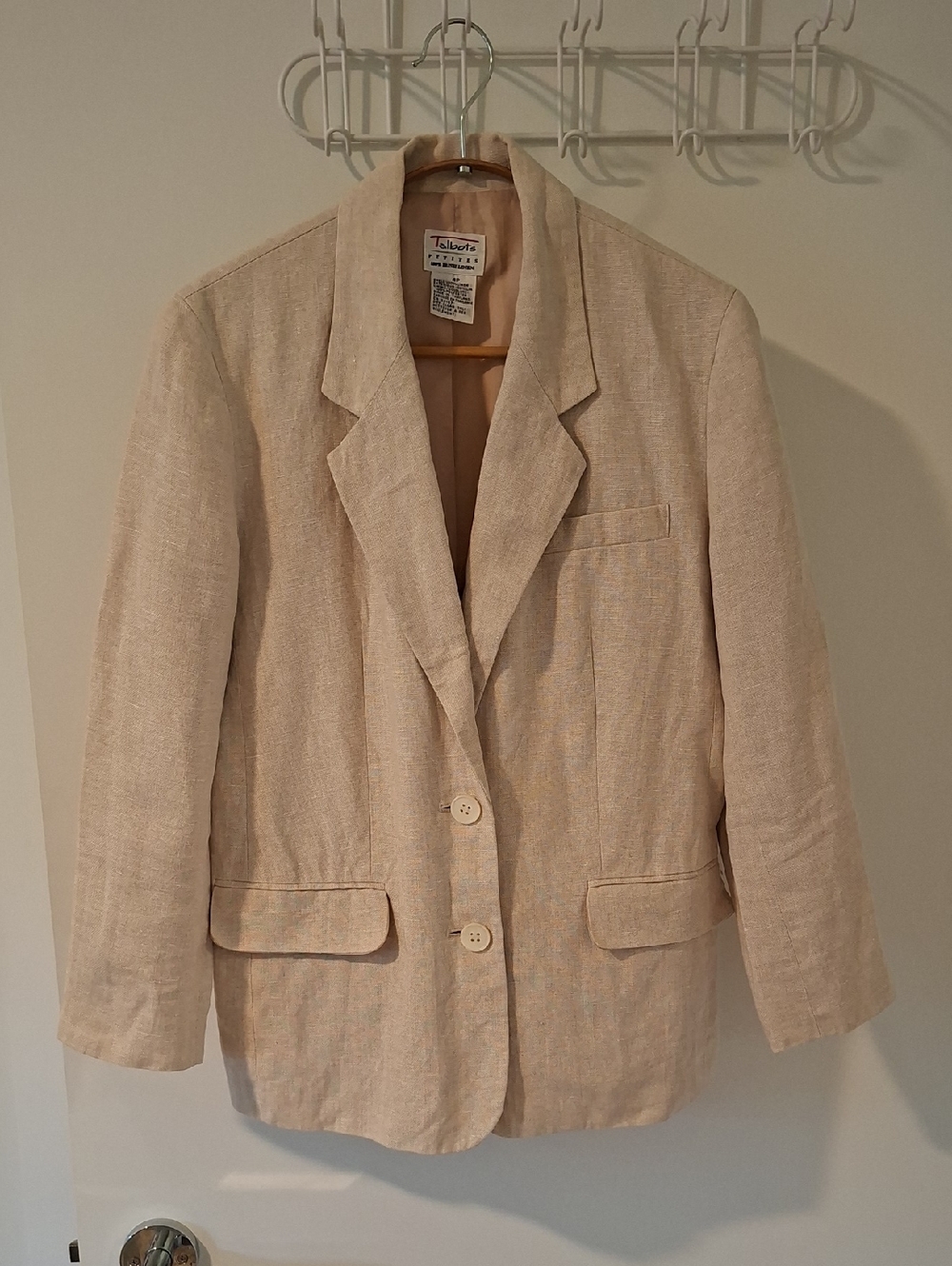 Talbots Petite Vintage Beige Irish Linen Single-breasted Blazer (Size US 4P)
